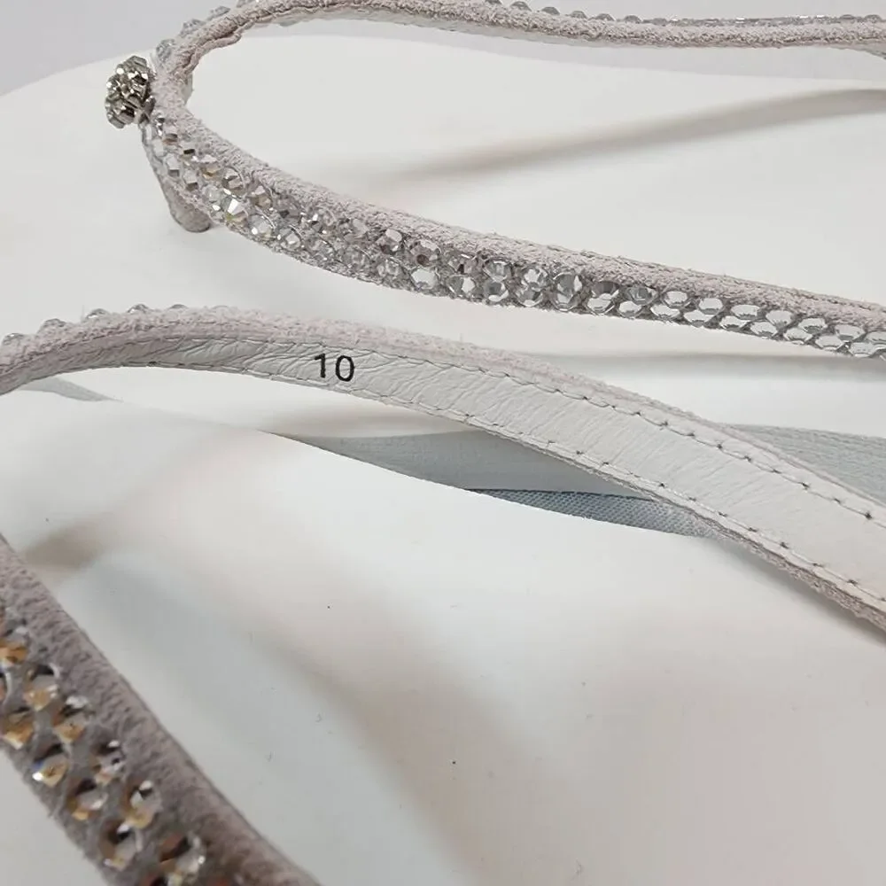 Yellow Box Size 10 Women's Jello Rhinestone Sandals White Beach Summer Comfort N - Picture 5 of 8